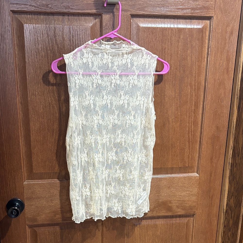 Zenana Outfitters Ivory Lace Sheer Tank Top